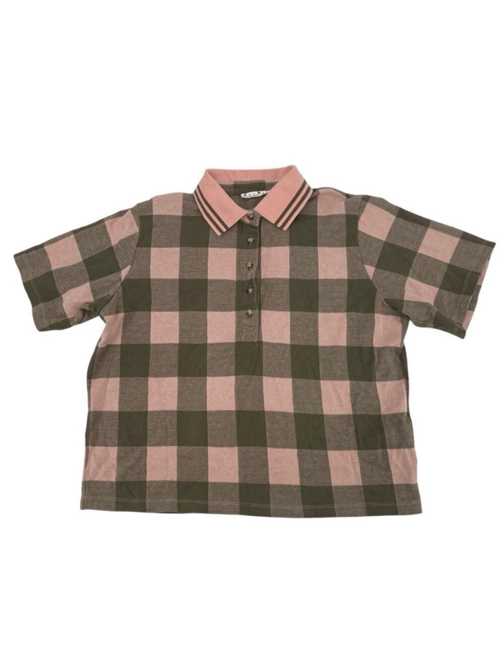 THE UPSIDE Size XS / 4 Savannah Dom Checked Polo Shirt Oversized Academia